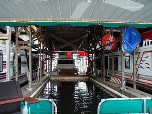 Boat house docking with laser docking system